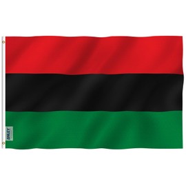 Anley Fly Breeze 3x5 Foot Afro American Flag - Vivid Color and Fade proof - Canvas Header and Double Stitched - Pan-African Black Liberation UNIA Flags Polyester with Brass Grommets 3 X 5 Ft