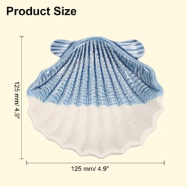 sourcing map Ceramic Jewelry Tray, Shell Vanity Tray for Women Ring Key Necklace, Blue/White