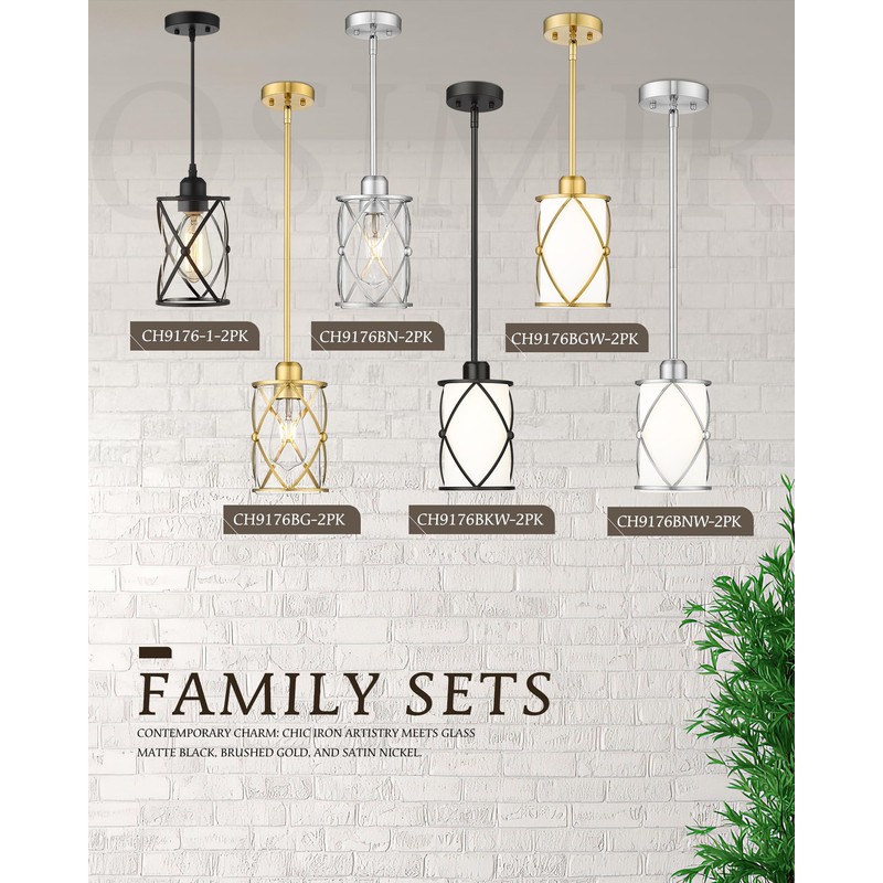 Osimir Brushed Gold Pendant Lights Kitchen Island, 2 Pack Brass