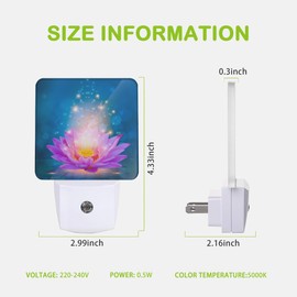AOWULA Lotus Night Light,Plug-in Nightlights with Light Sensors for Boys Girls,Dusk to Dawn Sensor Wall Lamp for Stairway/Hallway/Kitchen
