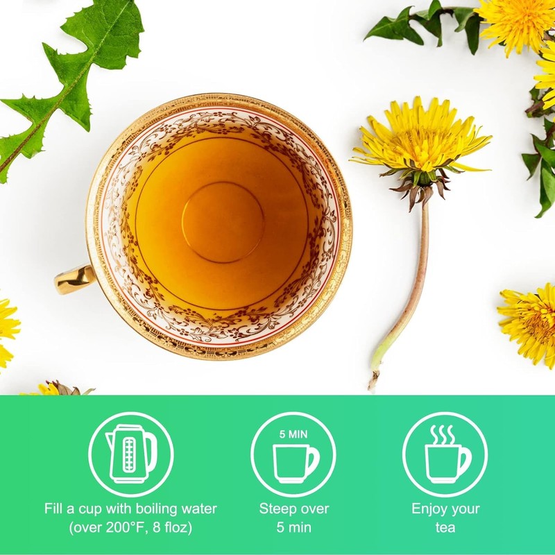 Organic Dandelion Root Herbal Tea, Premium Dandelion Root Leaf with