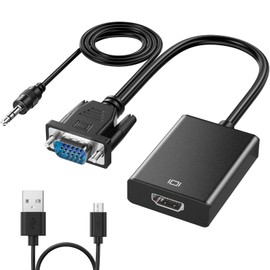 NEUTYPECHIC VGA auf HDMI Adapter, VGA Buchse to HDMI Stecker mit Audio, Adapter VGA HDMI 1080p, VGA Buchse für Computerhost, Laptop, Alles in Einem, HDMI Stecker für Monitor,Fernseher,Projektor,25CM