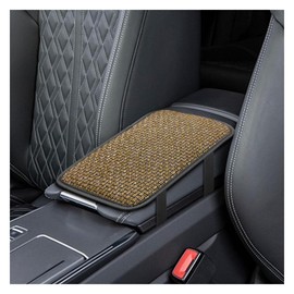DUSCOKE Car Center Console Armrest Pad, Linen Fabric Auto Armrest Box Protector Cover, 11.6 × 7.7 Inch Vehicle Middle Console Mat, Universal Interior Decoration Accessory for Car, SUV, Truck (Beige)