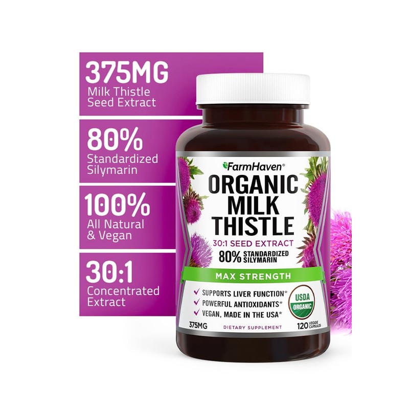 FarmHaven USDA Organic Milk Thistle Capsules | 30X Concentrated Seed