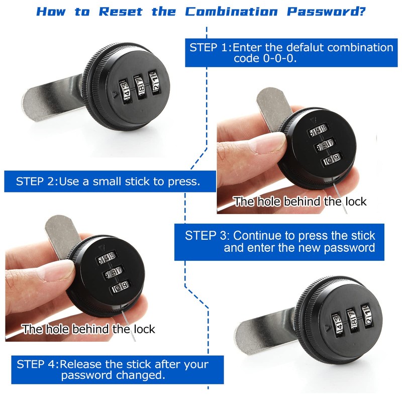 4 Pack Combination Cam Lock 3/4 Inch Cylinder Password Coded