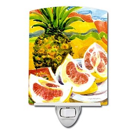 Caroline's Treasures 6026CNL Pineapple Ceramic Night Light Compact, UL-Certified, Ideal for Bedroom, Bathroom, Nursery, Hallway, Kitchen, 6x4x3, Multicolor