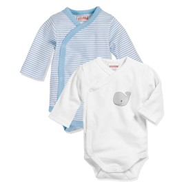 Schnizler Unisex Baby Bodysuits Whale Design - Pack of 2 (Wickel-body Wal 2er Pack) - Blue 17, size: 56