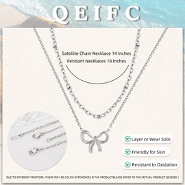 QEIFC - Collares en capas de oro para mujer, collar apilable en capas de oro de 14 quilates, collar con colgante de corazón, bonito y delicado, cadena de acero inoxidable, gargantilla de plata, regalo