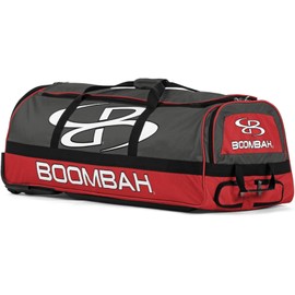 Boombah Brute Rolling Bat Bag - 35" x 15" x 12-1/2" - BBR2C23 Charcoal/Red - Holds 4 Bats and Room for Gear - Wheeled Bag