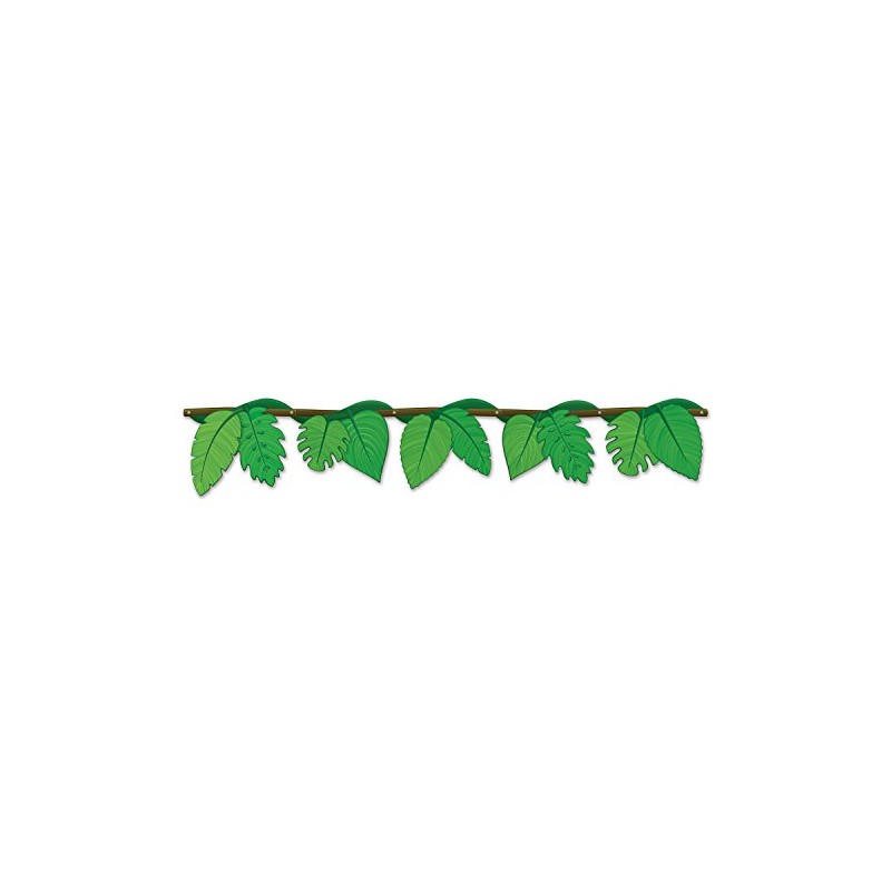 Beistle Jungle Vine Leaves Streamer Hanging Decorations, Luau Party Supplies,