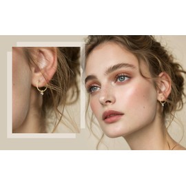 Serenity Sleepers 24ct Gold Plated 925 Solid Sterling Silver Faceted Sleeper Hoop Earrings For Women | Gold Plated Dainty Round Zirconia Drop Dangle Charm Earring - Mini CZ Hoops