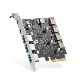 Binardat PCIE to USB 3.2 Gen2 10G Expansion Card, 5 Port 3X USB Type-A and 2X Type-C Ports, Self-Powered, USB3.2 Hub Controller Adapter for Windows 10/11