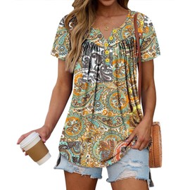 KISSMODA Womens Summer Tank Tops Sleeveless Shirts Henley Tunic 2025 Ladies Flowy Casual Blouse for Leggings Yellow XL