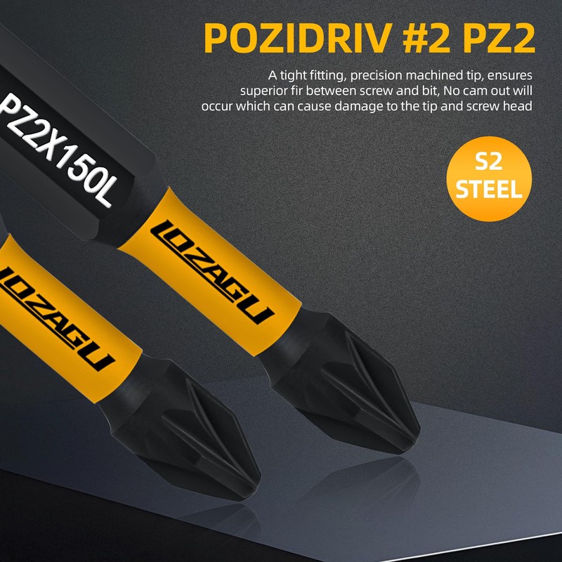 10-Piece PZ2 50mm Bits, PZ2 Magnetic Screwdriver Impact Bits Set,