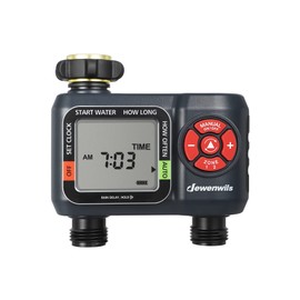 DEWENWILS 2-Zone Water Hose Timer – Programmable Sprinkler Timer with Rain Delay, Manual Watering & Auto Irrigation for Garden, Yard, or Lawn