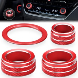 Auovo AC Knob Cover fit for Toyota Corolla Hatchback Accessories 2025 2024 2023 2022 Corolla/Sedan/Hybrid/Corolla Cross Air Conditioner Rearview Mirror Knob Cover Engine Start Stop Trims 4PCS (Red)