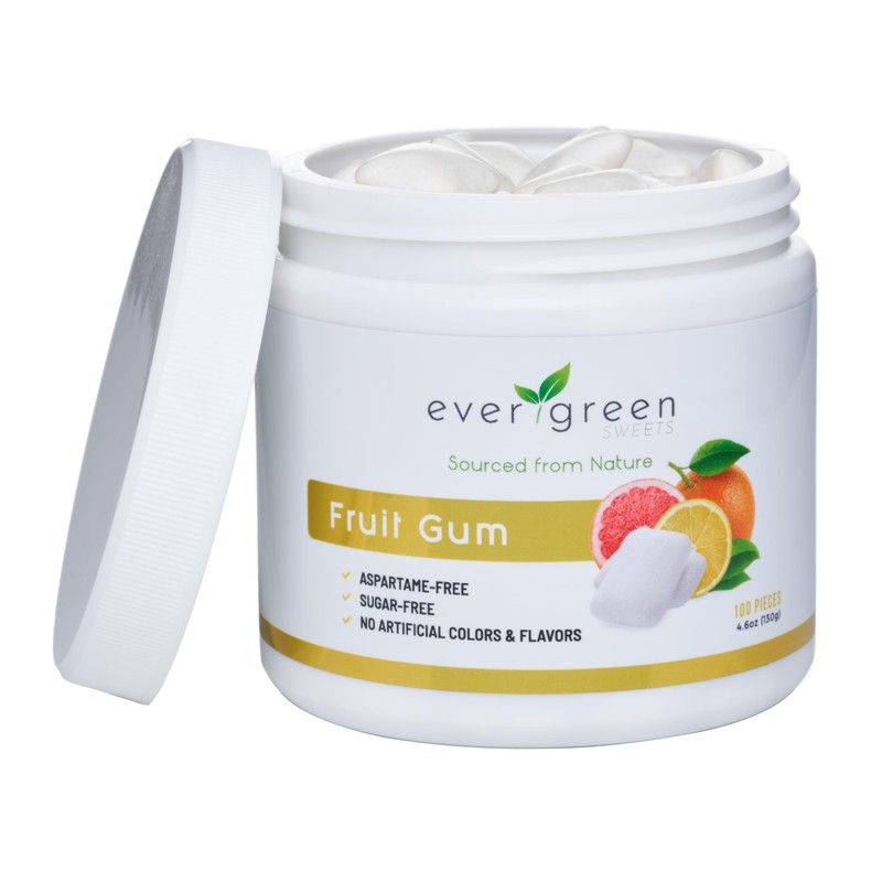 Evergreen Sweets Chewing gum -100 Pieces Jar - Natural Fruit