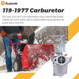 Aulavik 119-1977 Carburetor for Toro 119-1977 119-1928 Power Clear 180 PC180 418ZE 418ZR 119-1570 38587 38272 38282 38452 Snow Blower Replace Stens 520-878