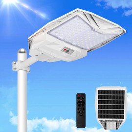 QMXINEYU 8000W Solar Street Lights Outdoor - 6500K Solar Lights Outdoor Waterproof Dusk to Dawn, High Brightness Street Light Solar Powered with Remote Control for Yard, Parking lot and Garage