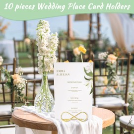 Place Card Holder Golden Pack of 10 Table Number Holders Metal Wedding Infinity Seating Labels Message Clip Card Holder Photo Picture Cards Display Stand Restaurant Party Decoration