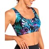 Tempt Me Women Blue Leaves Sports Bra Bikini Top Push
