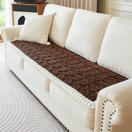 Couch Cover For dogs washable,Funny Fuzzy Pet Couch Cushion Covers For Sofa, Non Slip Couch Covers For 3 cushion couch sofa pet friendly,Dog Bed Mat ,sofa pads for couch (Coffee color,27.5x94.5 inch)