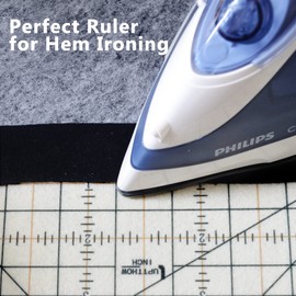 UPTTHOW Hot Hem Ruler Sewing Fabric Ironing Tool Seam Allowance Press with Dry or Steam Iron Heat Resistant Non-Slip Craft Accessories for Clothes Quilting and Folding CM INCH Set(2 Long Ruler)