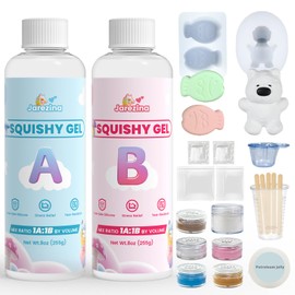 Jarezina 12 Pcs Taba Squishy Kit,Liquid Silicone for Squishy Maker with Guided,Taiyaki & West Highland Dog Mold,Petroleum Jelly and Flocking Powder-DIY Decompression Gift