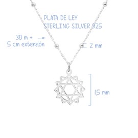 WANDA PLATA Chakra Necklace Heart Chakra Anahata Pendant in Sterling Silver for Women Yoga Necklace in Gift Box, Sterling Silver, No Gemstone