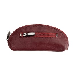 Josephine Osthoff Key Case Mini Coin Pocket Genuine Leather with Credit Card RFID Protection Double Stitching Outer Pocket Key Compartment with Ring, bordeaux