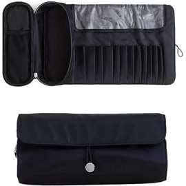 Estuche para Maquillaje de Brochas de Maquillaje portátil, Organizador portátil de Estuche para Cosméticos, Bolsa de Protección de Brochas de Maquillaje Multifunción, Bolsa para Viajes Plegable, Negro