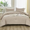 Litanika King Size Comforter Set Khaki, 3 Pieces Lightweight Seersucker