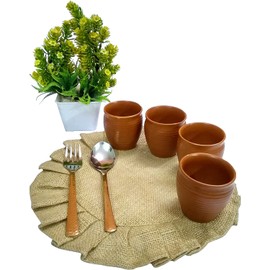 Rastogi Handicrafts Handmade Jute Firll Placemats Round Table Wicker Eco-Frindly for Woven Dining Placemats Size - 12" 1-Piece (LHD-1203-A)
