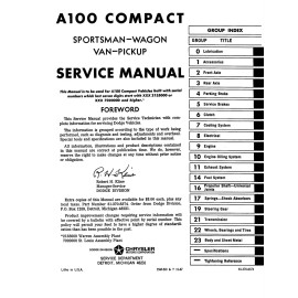 1968 - 1970 Dodge A-100 & A-108 Van Shop Manual