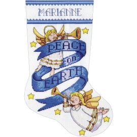 Tobin Peace On Earth Cross Stitch Stocking Kit, 17 Long 14 Count