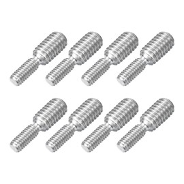 sourcing map M4x10mm to M6x10mm Double End Threaded Stud Screw Bolt, 8Pcs 304 Stainless Steel Thread Reducer Adapter for Furniture Machinery Assembly Fastener