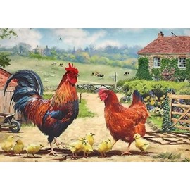 Cockerel and Hen with Chicks Fine China Jug in Matching Gift Box