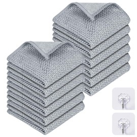 AUAUY Set of 12 Dishcloths, Multi-Purpose Wire Dish Cloths, Double Layer Wire Wonder Cleaning Cloths, for Wet and Dry, Reusable Cleaning Cloths for Kitchen, Cloths for Pan, Pot, Cooker