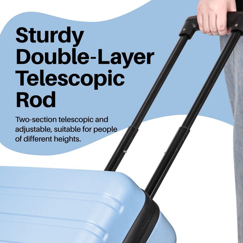 AnyZip Suitcase Hardside PC ABS Lightweight USB Luggage with Wheels