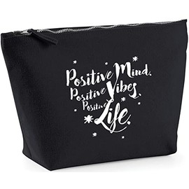 Hippowarehouse Positive Mind, Positive Vibes, Positive Life printed make up cosmetic wash bag 18x19x9cm
