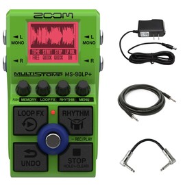 Zoom MS-90LP+ Multistomp Looper Pedal Bundle with Patch Cable + Instrument Cable + 9V Power Supply + Cleaning Cloth (4 Item)