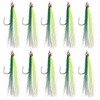 OROOTL Fishing Bucktail Teaser Hooks, 10pcs Saltwater Fishing Jigs Teaser