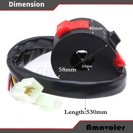 Amavoler Left Starter Kill Light Switch Assembly 8 Wire 3-Function Fit for 50cc 70 cc 90cc 110 cc 125cc 150cc ATVs Quad 4 Wheeler SunL Coolster LZ013