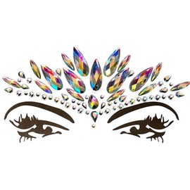 Face Jewels Gemstone Stickers Set of 4 Glitter Rhinestones Face Festival Make-Up B34 Rainbow