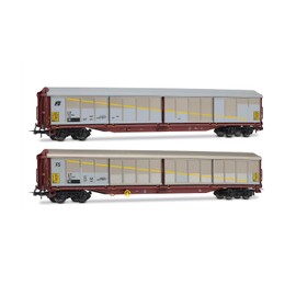 Rivarossi HR6673 FS, 2-unit pack Habils closed wagons, silver/brown livery, inclined + rounded FS logo, ep. V for adults, 14+ years, model railway collectors