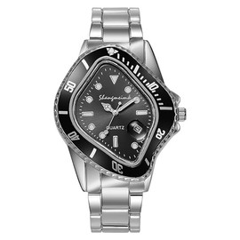 MASTOP Unique Watches for Men Waterproof Stainless Steel Wristwatch with Luminous Quartz Movement Calendar Function and Green Dial Perfect Men's Gift (Silver Black)
