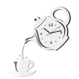 FLEXISTYLE Modern kitchen wall clock JUG & CUP white