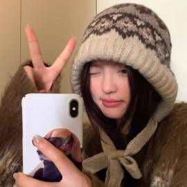 Women's Winter Knit Balaclava Hooded Neck Warmer lf2315 Free Size/Beige 3ea