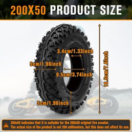 200x50 (8"x2") Dirt Scooter Knobby Tire and Inner Tube 2 Set Compatible with Razor Pro RDS Dune Buggy Offroad Knobby Pneumatic Tires,for Electric Go Kart & Mountain Scooter