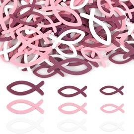 Wooden Fish Decoration, Fish Confetti for Christening, Communion, Confirmation, Pack of 90, Wooden Fish Table Decoration for Boys and Girls, Wooden Fish Scatter Decoration, Christening Decoration